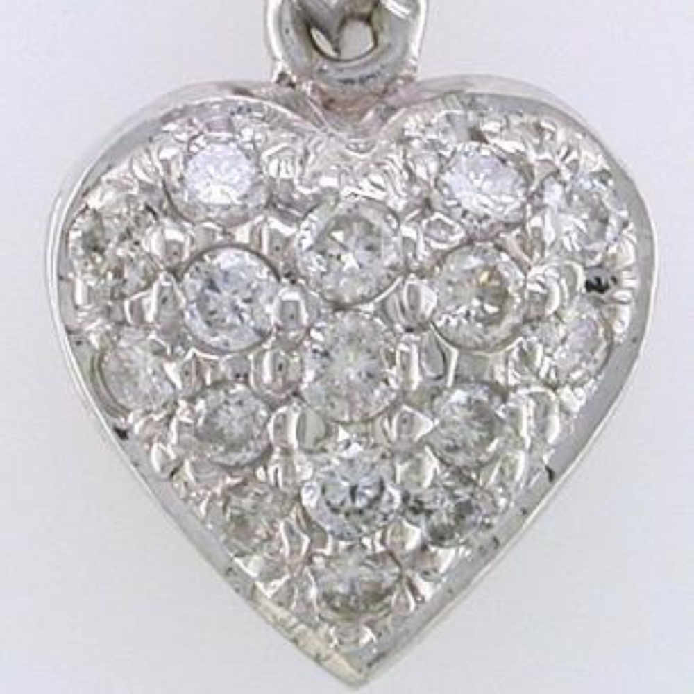 Diamond Pave Heart Pendent .36CT 18KT White Gold